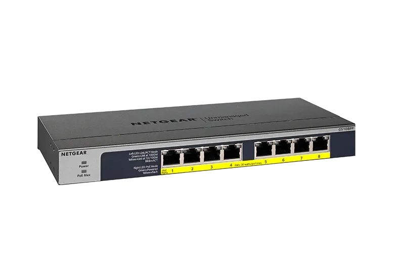 NETGEAR GS108PP - 8-porttinen PoE+-kytkin, FlexPoE 123 W