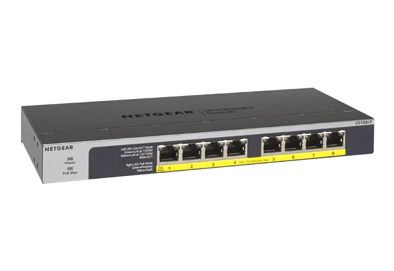NETGEAR GS108LP - 8-porttinen PoE+-kytkin, FlexPoE 60 W