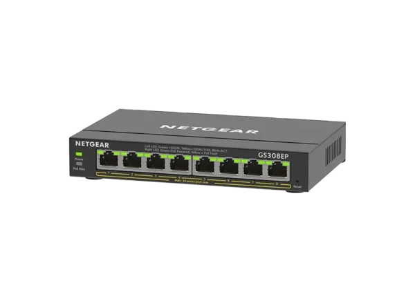 NETGEAR GS308EP - 8-porttinen kevythallittava PoE+-kytkin, 62 W