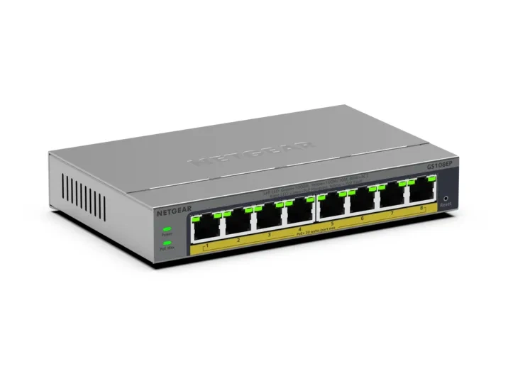 NETGEAR GS108EP - 8-porttinen Easy Smart PoE+-kytkin, 62 W