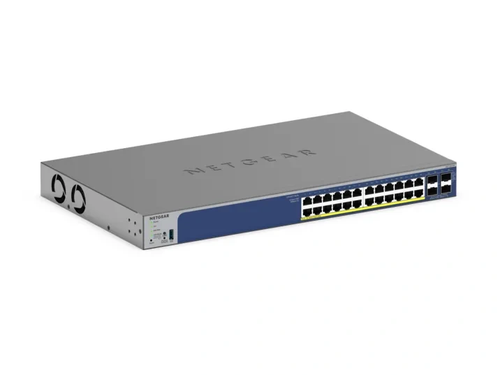 NETGEAR GS728TXP - 24-porttinen smart PoE+-kytkin, 4 × SFP+
