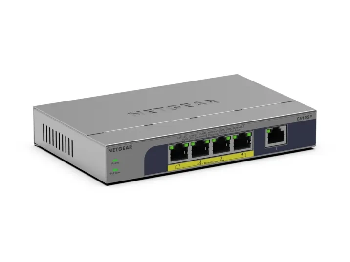 NETGEAR GS105P - 5-porttinen hallitsematon PoE+-kytkin