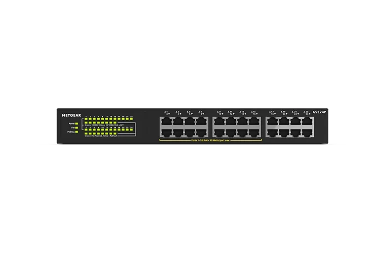 NETGEAR GS324P - 24-porttinen hallitsematon PoE+-kytkin, 190 W
